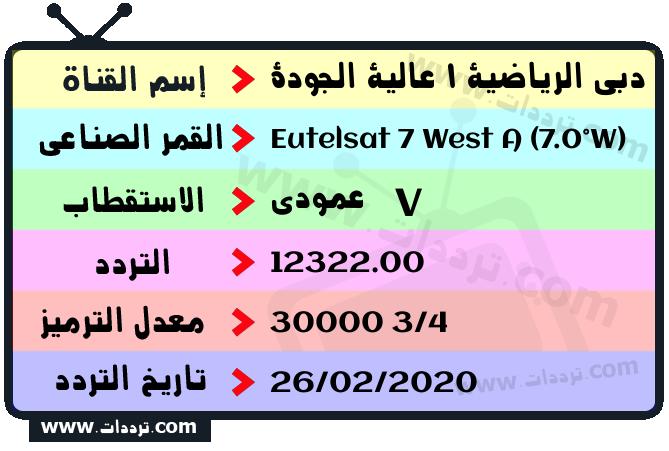 تردد قناة دبي الرياضية 1 عالية الجودة على القمر يوتلسات 7 غربا 2024